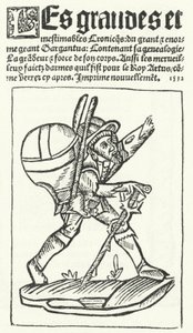 Portada de la edición más conocida de Gargantúa, una novela de François Rabelais (grabado) de German School