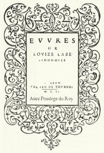 Portada de la primera edición de una obra de la poeta francesa Louise Labé de German School
