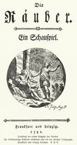 Portada de la primera edición de la obra de Friedrich Schiller Die Rauber (Los Bandidos) de German School