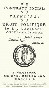 Portada de la primera edición de El contrato social, de Jean-Jacques Rousseau de German School