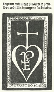 Portada de la primera edición de los poemas del poeta francés François Villon, impresa por Pierre Levet en París en 1483 (grabado) de German School
