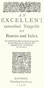 Portada de la primera edición en cuarto de Romeo y Julieta de Shakespeare (grabado) de German School