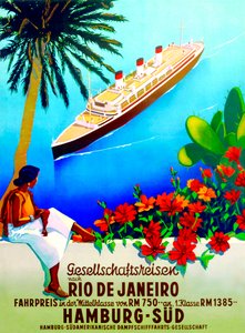A Río de Janeiro", cartel publicitario de la línea sur de Hamburgo