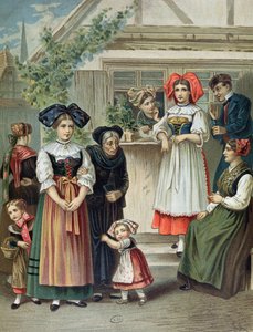 Trajes tradicionales de la región de Estrasburgo, c. 1870-80 de German School