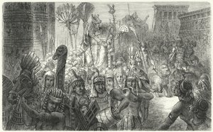 Procesión triunfal de un faraón egipcio antiguo de German School