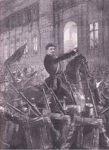Trochu reuniendo a la Guardia Nacional fuera del Hotel de Ville de German School
