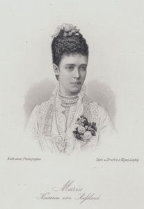 Zarina María Feodorovna, consorte del zar Alejandro III de Rusia (grabado) de German School