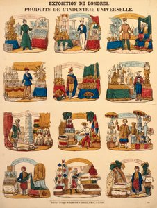 Doce stands de exhibición de varias naciones en la Gran Exposición de Londres, publicada por Dambour & Gangel, Metz, 1851