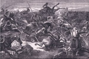 Ataque de Ulanos, Historia de la guerra entre Francia y Alemania de Cassell publicada por Cassell and Company Limited, c.1890 de German School