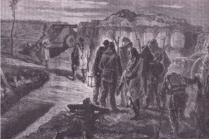 Sobre las murallas, Historia de la Guerra entre Francia y Alemania de Cassell, publicada por Cassell and Company Limited, c.1890 (litografía) de German School