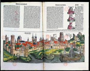 Vista de la ciudad de Colonia, de la Crónica de Núremberg de Hartmann Schedel, 1493 de German School