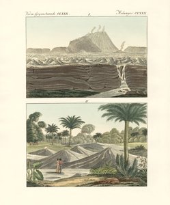 Vistas de algunos volcanes en el reino de Nueva España en América (grabado coloreado) de German School