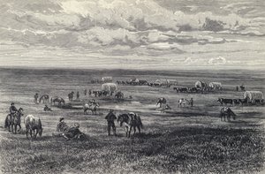 Tren de vagones en las praderas de Dakota del Sur, EE.UU. de German School