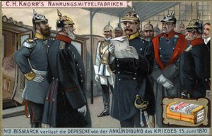 Guerra de 1870. El general prusiano Otto von Bismarck (1815-1898) lee la declaración de guerra el 15 de junio de German School