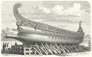 Buque de guerra diseñado por Napoleón III de Francia basado en una trirreme romana de German School