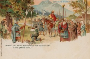 Guillermo Tell disparando a la manzana en la cabeza de su hijo de German School