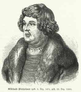 Willibald Pirckheimer, abogado, autor y humanista del Renacimiento alemán, amigo de Albrecht Durer (grabado) de German School