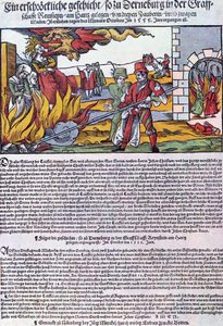 Brujas quemadas en Derneburg en 1555 de German School