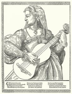 Mujer tocando una guitarra de German School