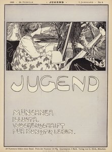 Mujer tocando un arpa de German School