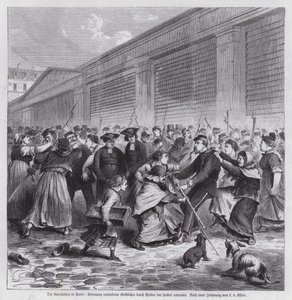 Mujeres del mercado de Les Halles liberando a miembros del clero de la cautividad, Comuna de París de German School