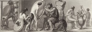 Trabajo y ocupaciones en la Antigua Grecia. Ilustración para Bilder-Atlas (grabado) de German School