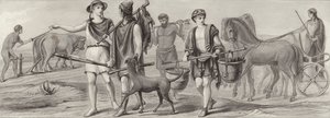 Trabajo y ocupaciones en la Antigua Grecia. Ilustración para Bilder-Atlas (grabado)