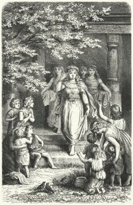 Jóvenes alemanas con coronas para celebrar el festival de Eostre (Ostara)