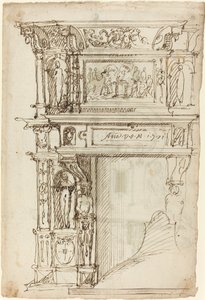 Chimenea Palaciega con una Escena de Sacrificio Antiguo [recto] de German or Austrian 16th Century