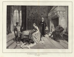 Una partida de ajedrez (grabado) de Gerolamo Induno