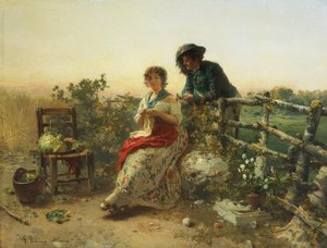 En tiempos de paz, de Gerolamo Induno, circa 1880, óleo sobre madera de Gerolamo Induno