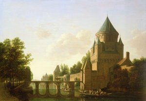 Vista Nocturna de la Kleine Houtpoort en Haarlem