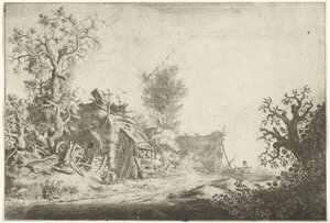 Paisaje con granjas en ruinas de Gerrit Adriaensz. de Heer