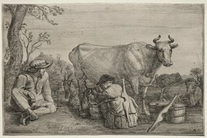 La lechera, 1643 de Gerrit Claesz. Bleker