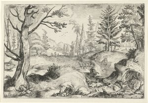 paisaje con un arroyo Paisajes (título de la serie) de Gerrit Gauw
