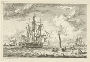 Barcos estadounidenses de tres mástiles y otros Varios barcos (título de la serie) de Gerrit Groenewegen