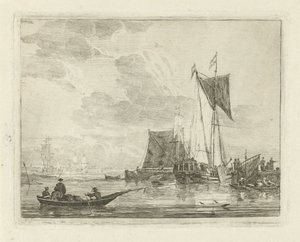 Barcos en un embarcadero Paisajes marinos con barcos (título de la serie) de Gerrit Groenewegen
