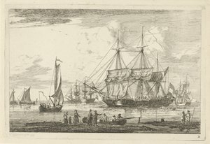 Dos tres-maestros y otros barcos Varios barcos (título de la serie) de Gerrit Groenewegen