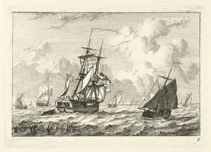 Varios veleros en aguas turbulentas Varios barcos en el agua (título de la serie) de Gerrit Groenewegen