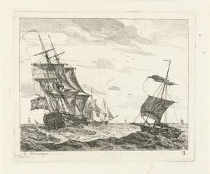 Veleros en mares turbulentos Paisajes marinos con barcos (título de la serie) de Gerrit Groenewegen