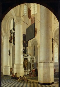 Interior de la Nieuwe Kerk en Delft con la tumba de Guillermo el Silencioso, 1650 de Gerrit Houckgeest