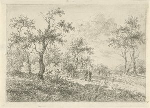 Paisaje boscoso con una mujer y un niño. de Gerrit Jan Michaëlis