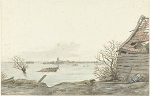 Vista del Ransdorp inundado, febrero de 1825 de Gerrit Lamberts