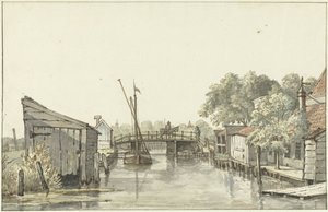 Vista del Ringdijk en el Schulpbrug, mirando hacia el lado de Utrecht del Amstel de Gerrit Lamberts