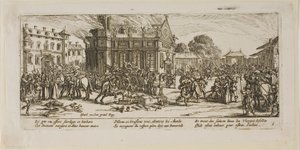 Destrucción de un convento, lámina seis de Las grandes miserias de la guerra de Gerrit Lucasz van Schagen
