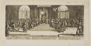 Distribución de recompensas, lámina dieciocho de Las grandes miserias de la guerra de Gerrit Lucasz van Schagen