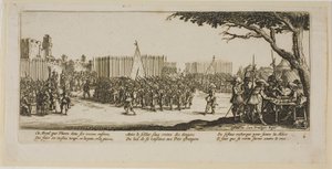 Reclutamiento de tropas, lámina dos de Las grandes miserias de la guerra de Gerrit Lucasz van Schagen