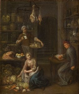 Contando las compras en la cocina de Gerrit Lundens