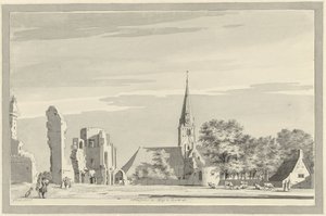 Las ruinas de la abadía de Rijnsburg restos de la Abadía de Rijnsburgh (título sobre el objeto) de Gerrit Toorenburgh