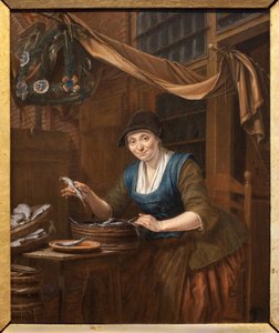 El pescadero. Pintura de Gerrit Zegelaar (1719-1794), óleo sobre madera, mediados del siglo XVIII. Museo de Bellas Artes de Angers. de Gerrit Zegelaar